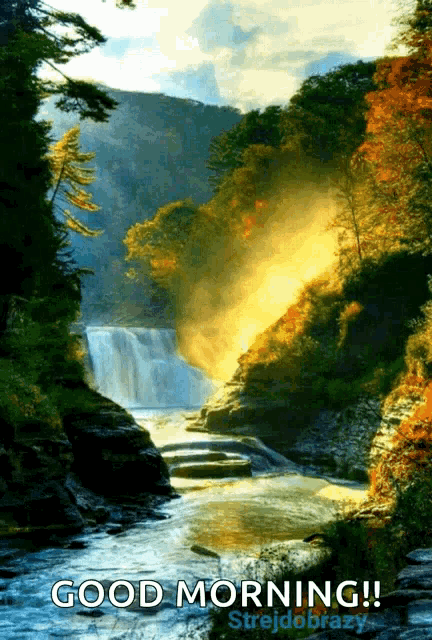 Good Morning Waterfall Images, Wishes, Greetings & GIFs
