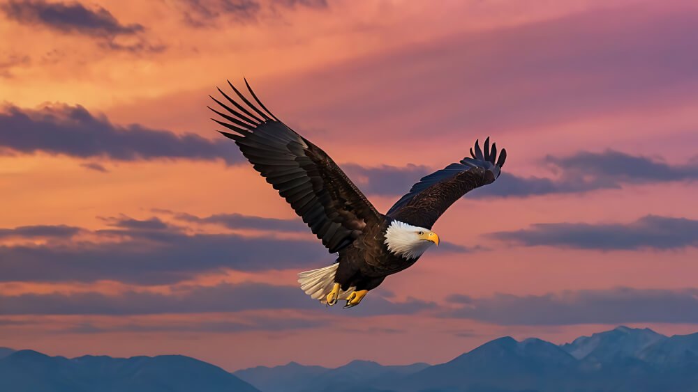 Eagle Soaring In The Morning Sky, Symbolising Renewed Strength Through Faith.